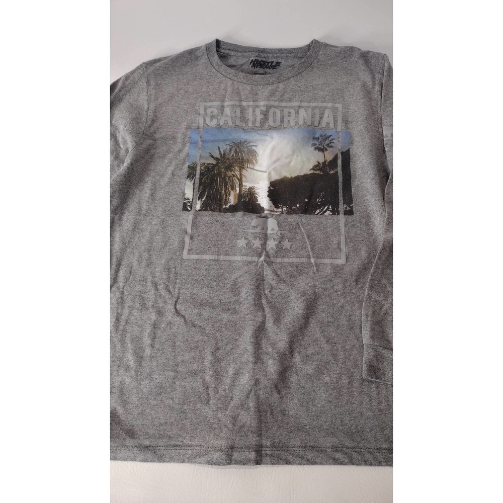 CALIFORNIA Hustle Avenue T-Shirt Long Sleeve Youth Size L Gray